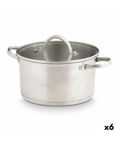 Kasserolle mit Glasabdeckung Kinvara Silberfarben 3,8 L 29 x 12 x 22 cm 29 x 16 x 22 cm Induktion (6 Stück)