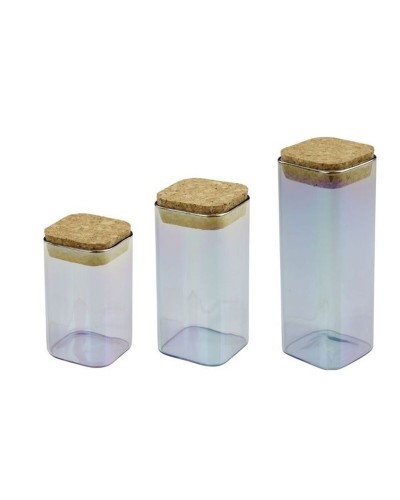 Set van 3 Potjes Fackelmann Tasty Green 450 ml Transparant Rechthoekig (3 Onderdelen)