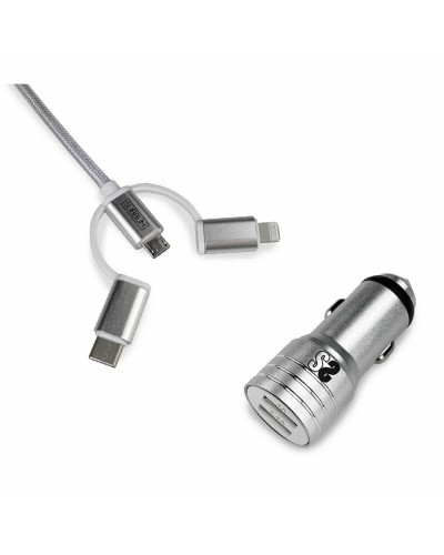 Universal USB Car Charger + USB-C Cable Subblim SUB-CHG-4CC001 Silver 12 W 50 W (1 Unit)