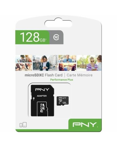 Micro-SD Minneskort med Adapter PNY Performance Plus 128 GB