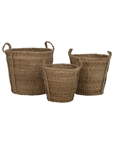 Basket spelset Home ESPRIT Natuurlijk Zeegras Boho (3 Onderdelen)