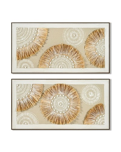 Toile Home ESPRIT Beige Naturel Boho 122 x 4,5 x 62 cm (2 Unités)