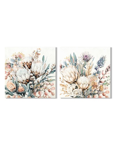 Tela Home ESPRIT Fiori Shabby Chic 80 x 3 x 80 cm (2 Unità)