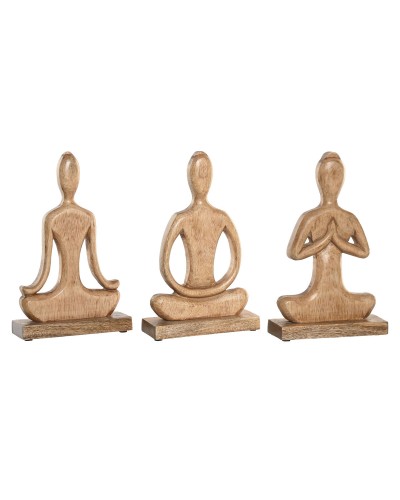 Deko-Figur Home ESPRIT Hellbraun natürlich Yoga Araber 17,7 X 6 X 28,5 CM (3 Stück)