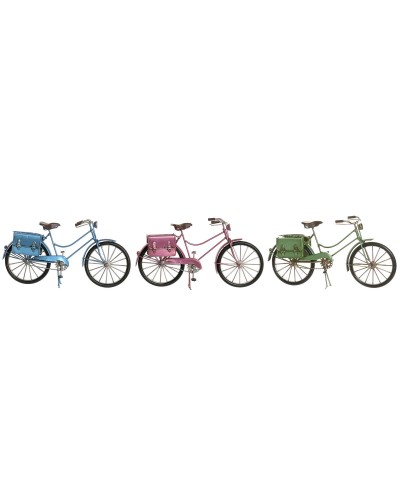 Figura Decorativa Home ESPRIT Azul Rojo Verde Rosa Bicicleta Vintage 30 x 9 x 15 cm (3 Unidades)