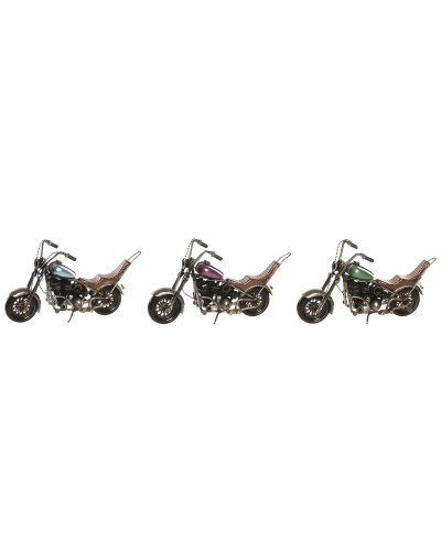 Decorative Figure Home ESPRIT Blue Green Lilac Motorbike Vintage 23 x 8 x 11 cm (3 Units)