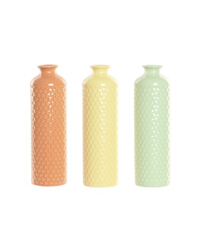 Vaso Home ESPRIT Verde Beige Terracotta Dolomite 9 x 9 x 30 cm (3 Unità)