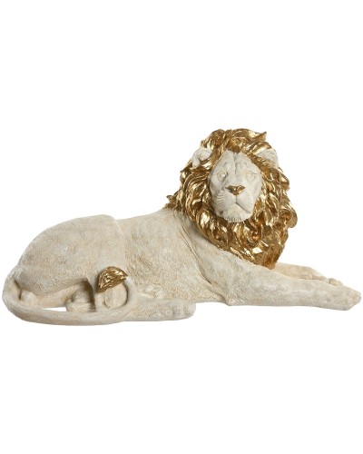Decoratieve figuren Home ESPRIT Wit Gouden Leeuw 80 x 36 x 39 cm