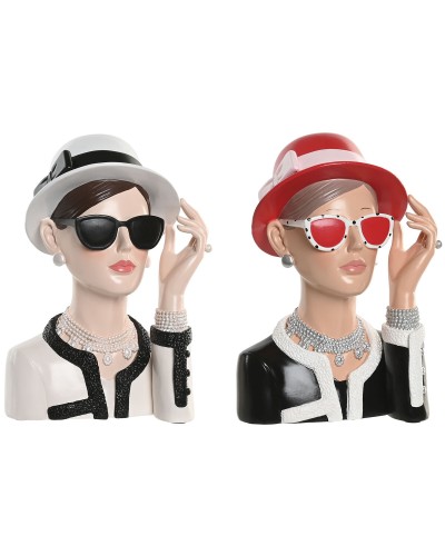 Figurine Décorative Home ESPRIT Noir Rouge Femme 17,5 X 14 X 27 CM (2 Unités)