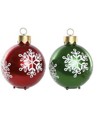 Bolas de Navidad Home ESPRIT Rojo Verde Metal LED (2 Unidades)