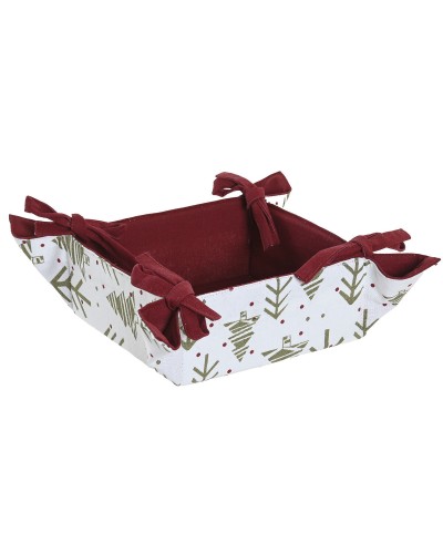 Decorative basket Home ESPRIT White Red Green Beige Tree Christmas 30 x 30 x 8 cm