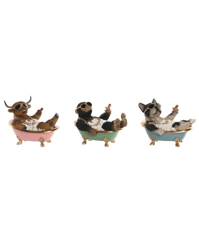 Decorative Figure Home ESPRIT Black Multicolour 20 X 14,5 X 15,5 CM (3 Units)