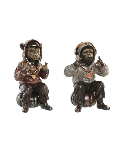 Decorative Figure Home ESPRIT Brown Golden 18,5 X 16,5 X 26,5 CM (2 Units)