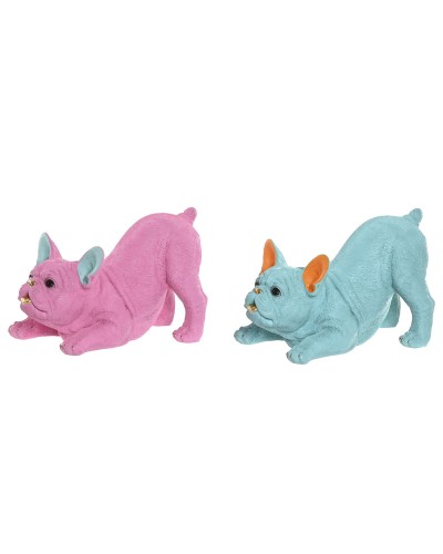 Decorative Figure Home ESPRIT Blue Fuchsia Dog 34,5 X 20 X 22 CM (2 Units)