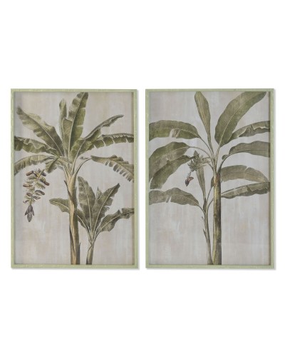 Schilderij Home ESPRIT Blauw Groen Palmen Tropisch 70 x 4 x 100 cm (2 Stuks)