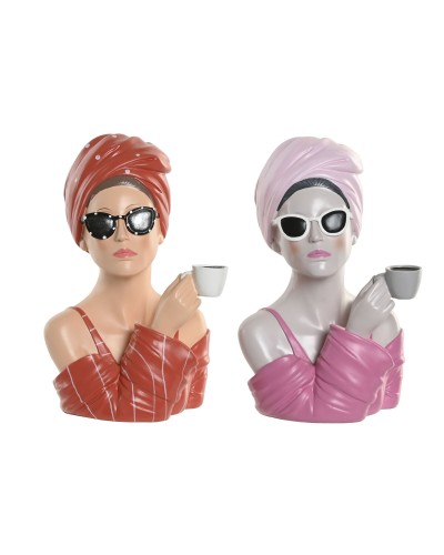 Deko-Figur Home ESPRIT Rot Koralle Damen 20 X 18,5 X 29 CM (2 Stück)
