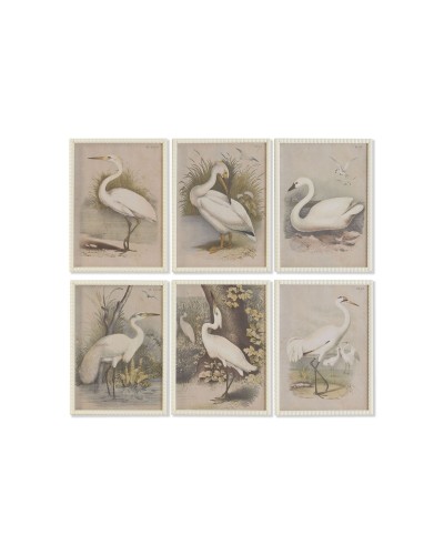 Quadro Home ESPRIT Bianco Marrone Uccelli Orientale 40 X 2,5 X 55 cm (6 Unità)