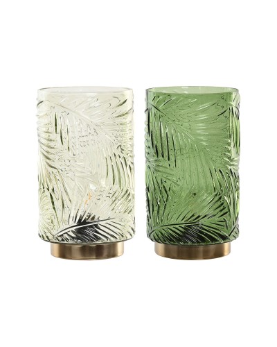 Decorazione luminosa Home ESPRIT Metallo Cristallo Tropicale 14 x 14 x 26 cm (2 Unità)