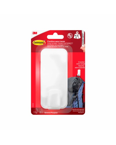 Hook for hanging up 3M 4,5 Kg White Plastic (1 Unit)