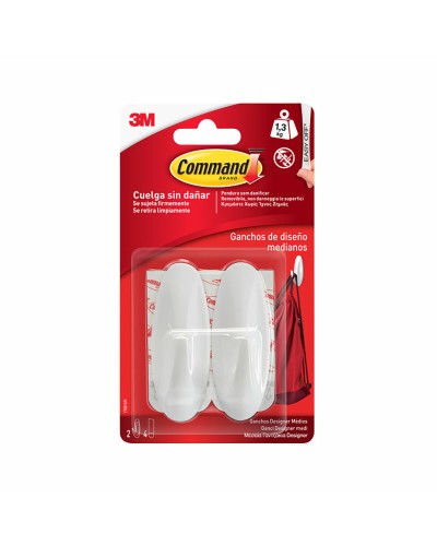 Hook for hanging up 3M 1,3 kg White Metal (2 Units)