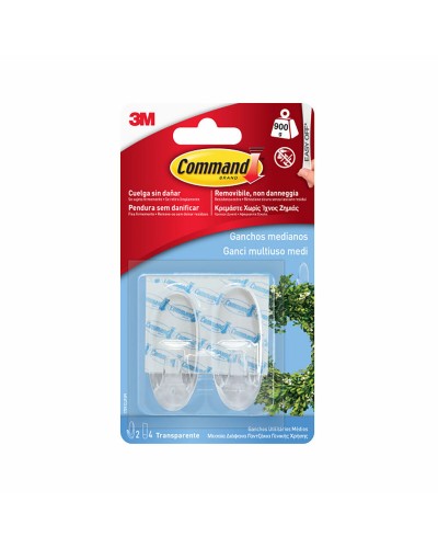 Hook for hanging up 3M 900 g Transparent Plastic (2 Units)