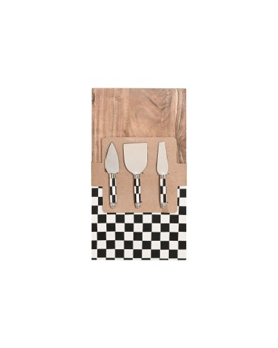 Tabla de cortar Home ESPRIT Blanco Negro Natural Moderno 20 X 38 X 1,5 CM (4 Piezas)