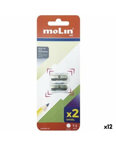 Taille-crayon Molin Argenté Métal 2 Pièces (12 Unités)
