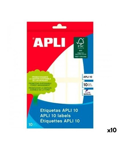 Självhäftande etiketter Apli Vit Papper 10 Blad 20 x 75 mm (10 antal)