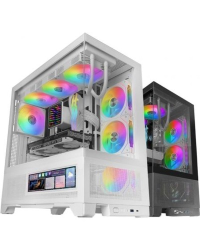 Boîtier ATX semi-tour Mars Gaming MCLCDXW Blanc