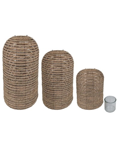 Candleholder Home ESPRIT wicker Crystal 40 x 40 x 83 cm
