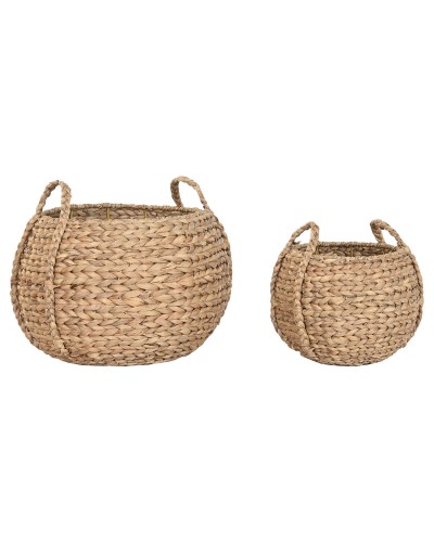 Cesta Decorativa Home ESPRIT Naturale Giacinto d'acqua Erba di mare Tropicale (2 Pezzi)