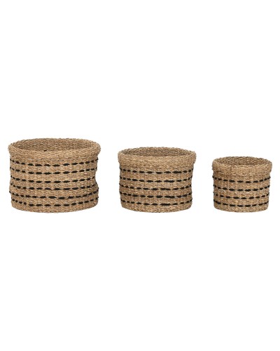 Panier décoratif Home ESPRIT Noir Naturel Jute Herbier marin Boho (3 Pièces)