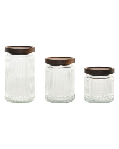 Uppsättning med 3 Burkar Home ESPRIT Transparent Naturell 700 ml 1 L 3 Delar