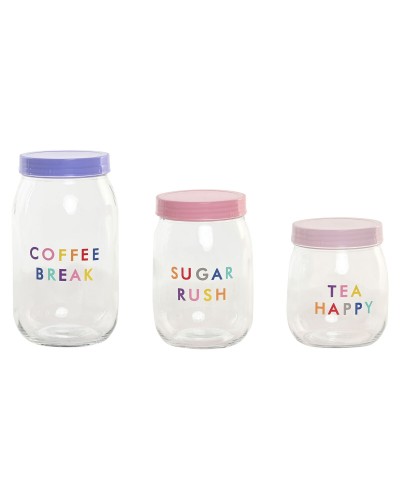 Set de 3 Boites Home ESPRIT Rose Lila Moderne 1 L 1,5 L 3 Pièces