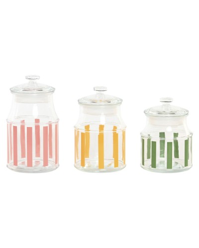 Uppsättning med 3 Burkar Home ESPRIT Multicolour Ränder Modern 1 L 1,2 L 3 Delar
