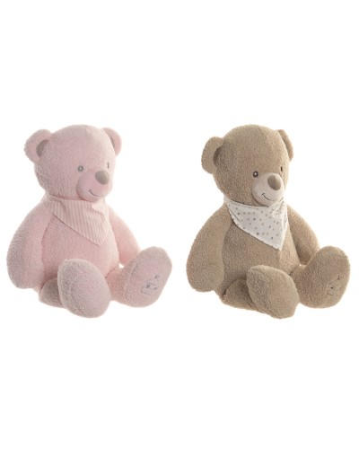 Peluche Home ESPRIT Marrón Rosa Poliéster Infantil Oso (2 Unidades)