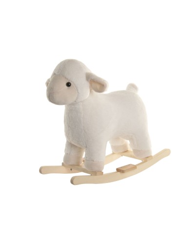 Sedia a Dondolo Home ESPRIT Bianco Naturale Pecora