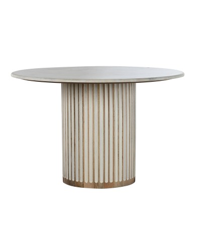 Esstisch Home ESPRIT Weiß natürlich Marmor Mango-Holz 120 x 120 x 76 cm