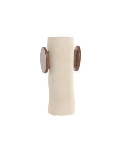 Jarrón Home ESPRIT Marrón Beige Madera de mango Papel maché