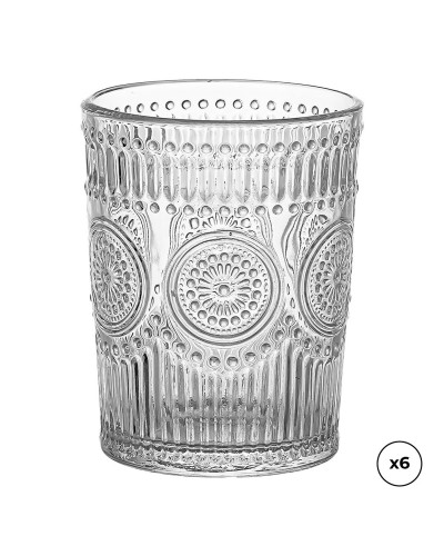 Glazenset Ovenza Kristal Met reliëf 300 ml 6 Stuks