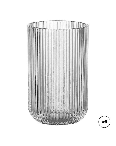 Set de Vasos Ovenza Cristal Con relieve A rayas 430 ml 6 Unidades