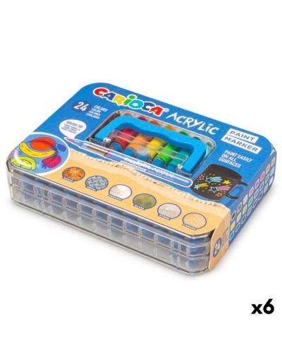 Set of Felt Tip Pens Carioca Acrylic PAINT MARKER Multicolour 24 Pieces (6 Units)