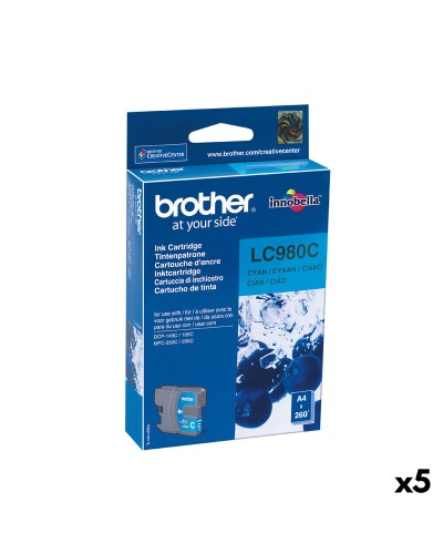 Original Tintenpatrone Brother LC980C Türkis (5 Stück)