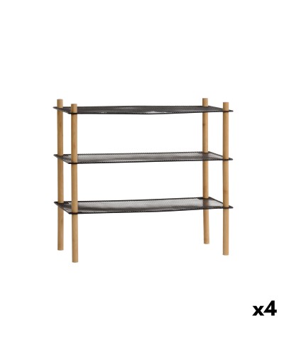 Bokhylla MobleKit Metall Bambu 63 x 26 x 57 cm (4 antal)