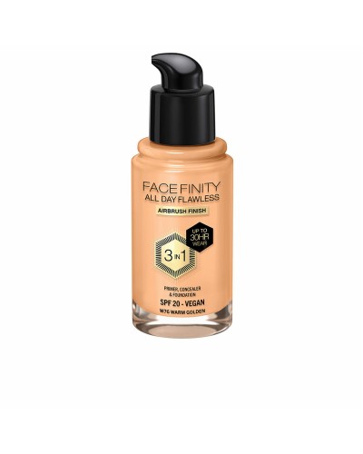 Base de Maquillage Crémeuse Max Factor Face Finity All Day Flawless 3-en-1 Spf 20 Nº W76 Warm golden 30 ml