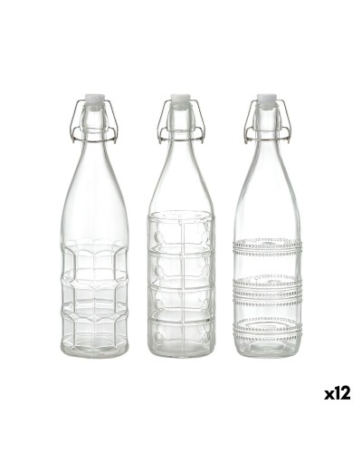 Glazen fles La Mediterránea Transparant Glas 1 L (12 Stuks)