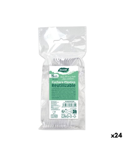 Set van opnieuw te gebruiken lepels Algon Transparant 14 cm 15 Onderdelen (24 Stuks)