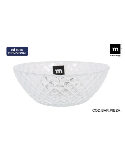 Salad Bowl La Mediterránea Diamond Transparent Glass Ø 22 cm (6 Units)
