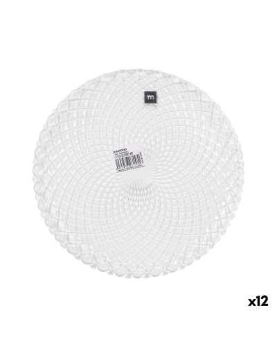 Serving Platter La Mediterránea Diamond Transparent Glass Circular Ø 31 cm (12 Units)