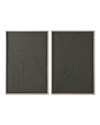 Painting Home ESPRIT Green Beige Dark grey polystyrene MDF Wood Abstract Scandinavian (2 Units)